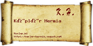 Káplár Hermia névjegykártya